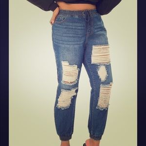 Distressed Jean Joggers
